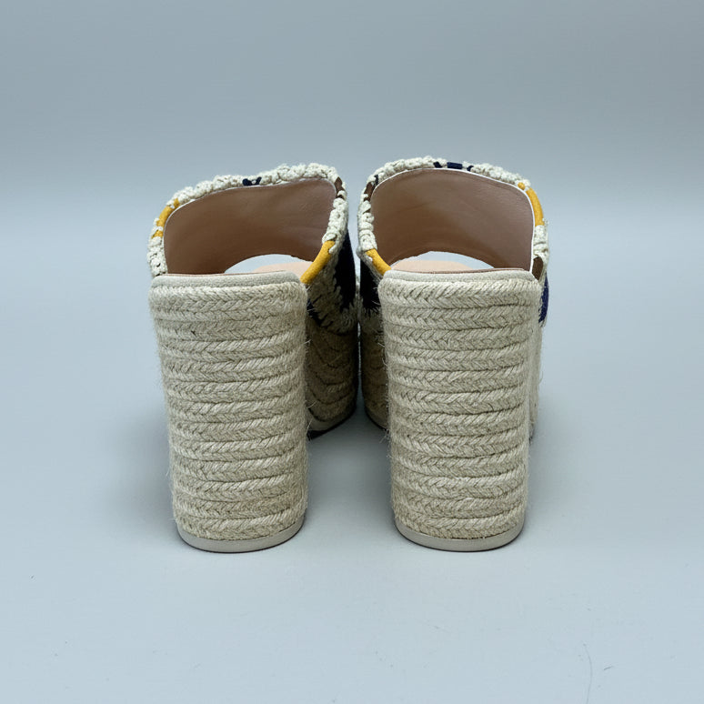 Gaimo tan patchwork platform sandals, size 8, BRAND NEW!