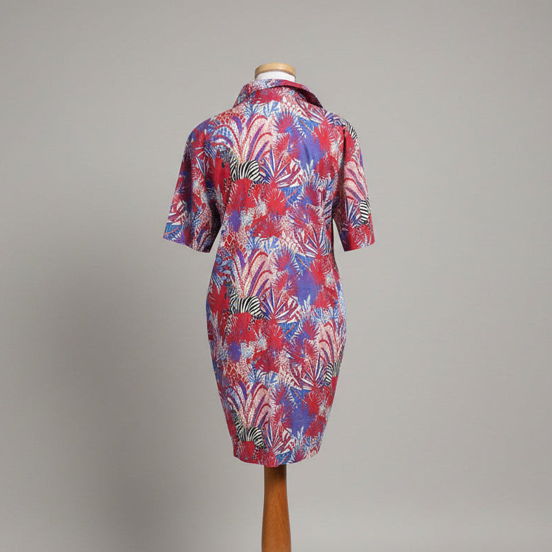 Sheridan French red zebra print French Rhodes dress, size M