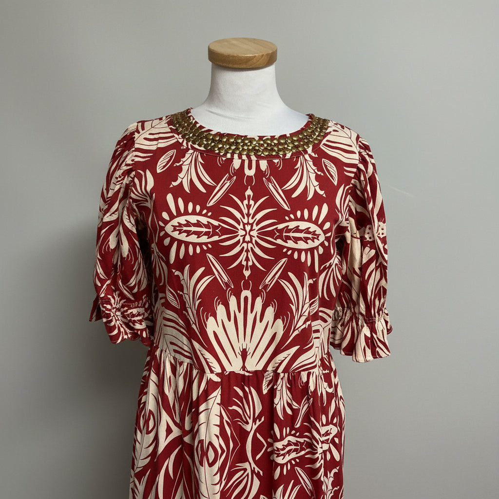 Sheridan French brick and cream Michola dress, size S