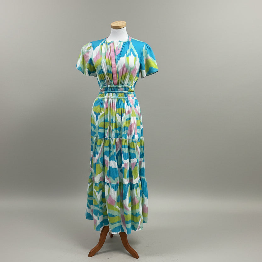 Sheridan French lime, blue, and pink Eloise dress, size S