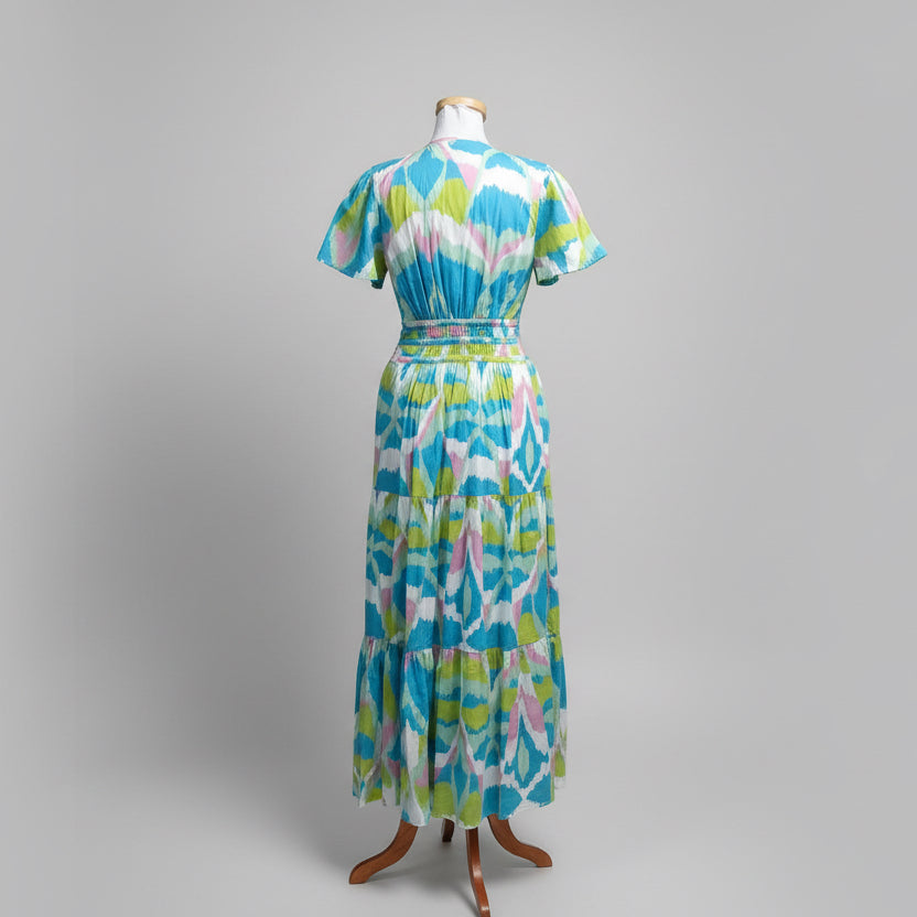 Sheridan French lime, blue, and pink Eloise dress, size S