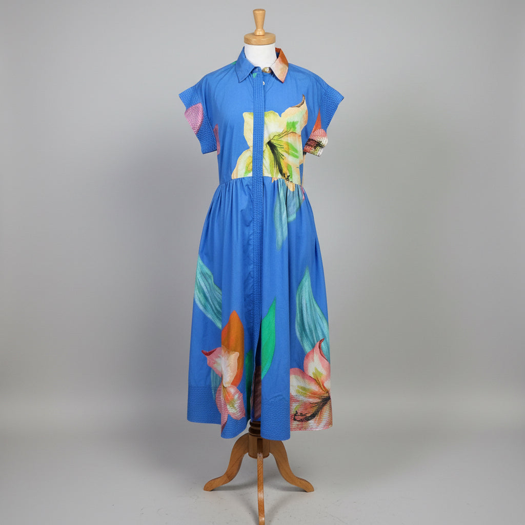 Oliphant light blue Hibiscus dress, size M
