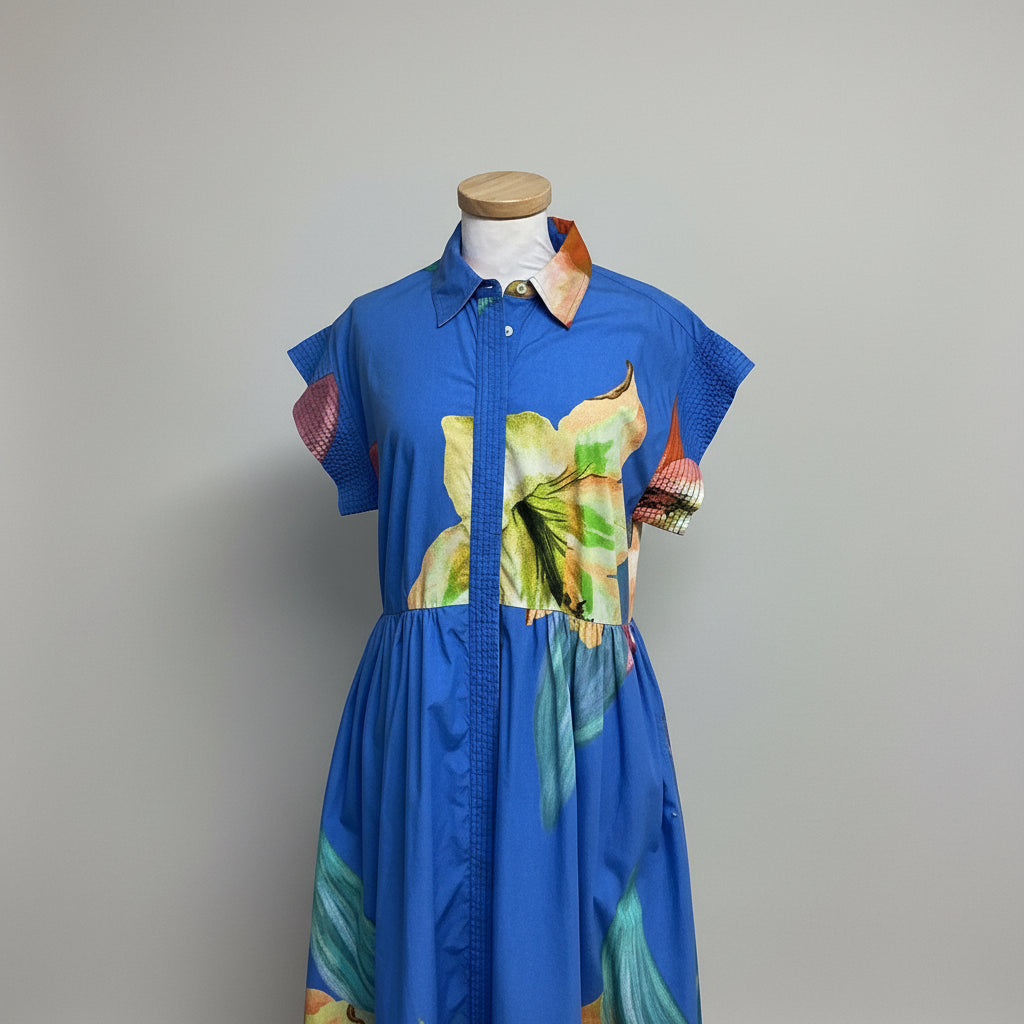 Oliphant light blue Hibiscus dress, size M