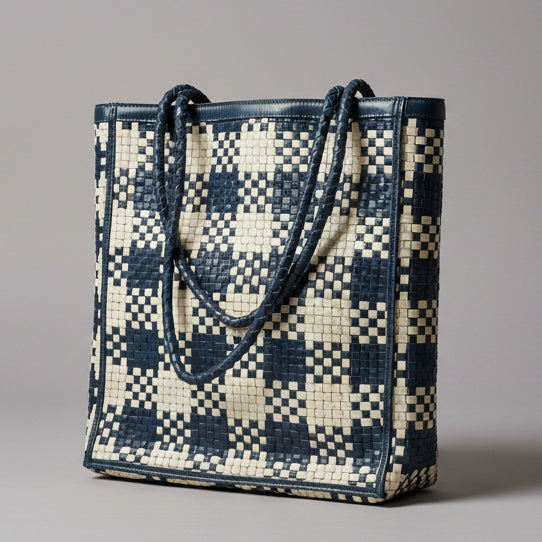 Bembien blue & white woven "Le Tote" bag
