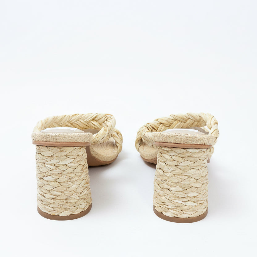 Dolce Vita natural straw “Pailey” heels, size 9