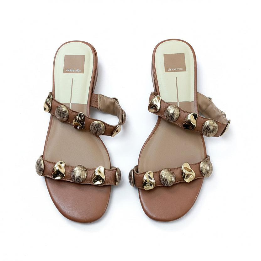 Dolce Vita brown with gold jewels "Farrow" sandals, size 9