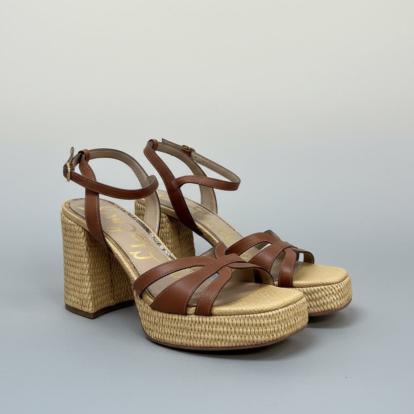 Sam Edelman brown “Reese” platform sandals, size 9