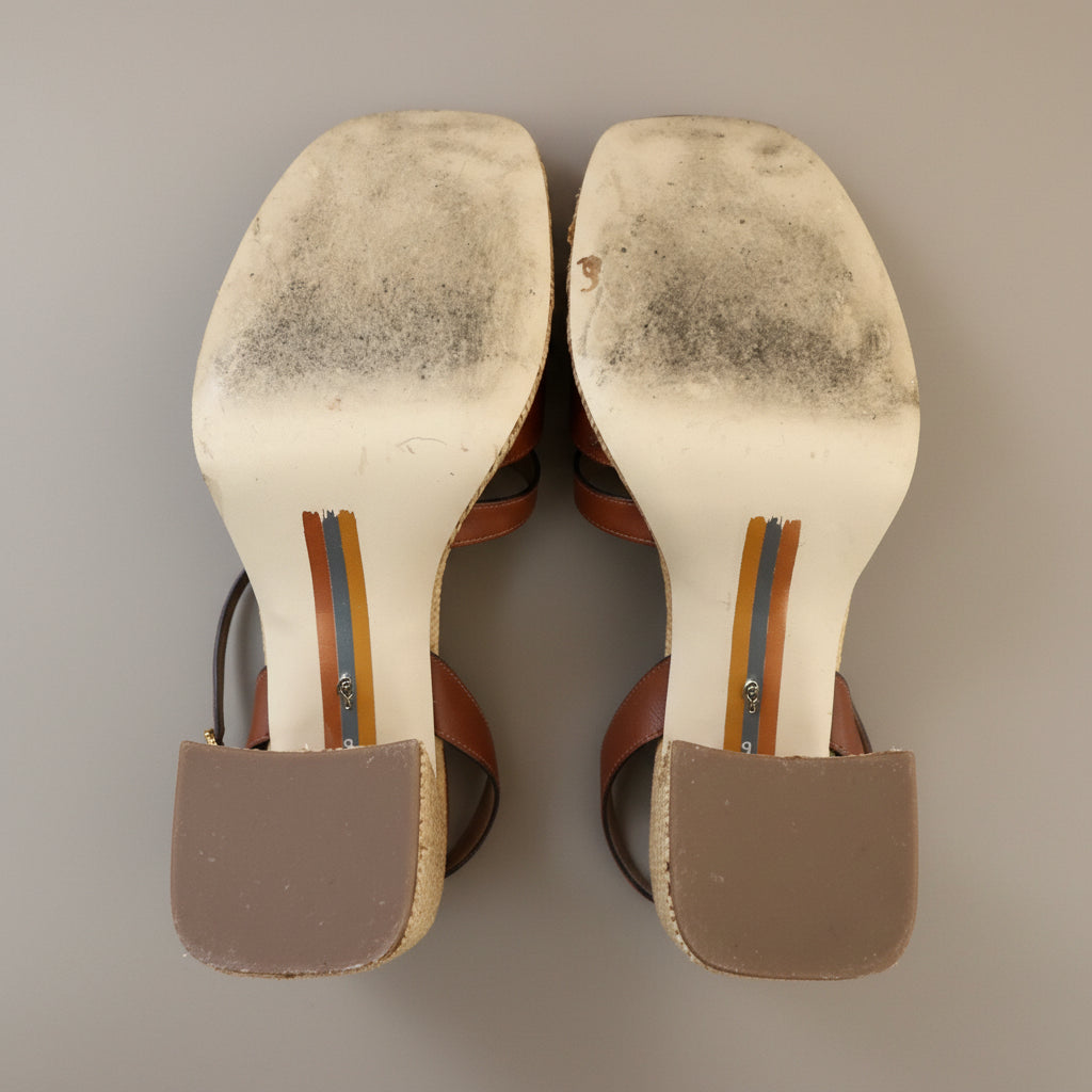 Sam Edelman brown “Reese” platform sandals, size 9