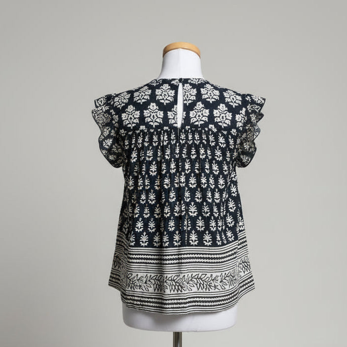 Hunter Bell navy and cream blouse, size S