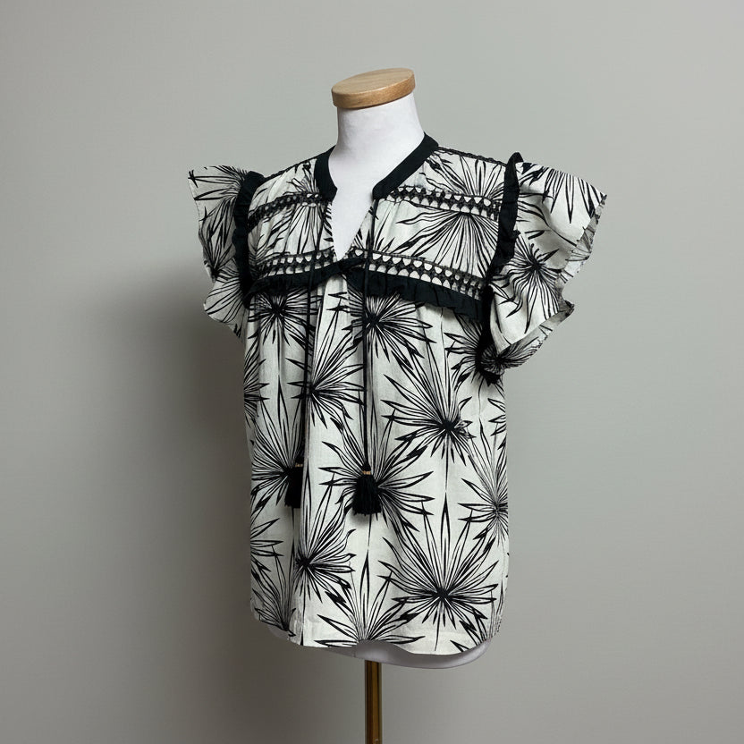 Ollari pale blue & navy blouse, size S