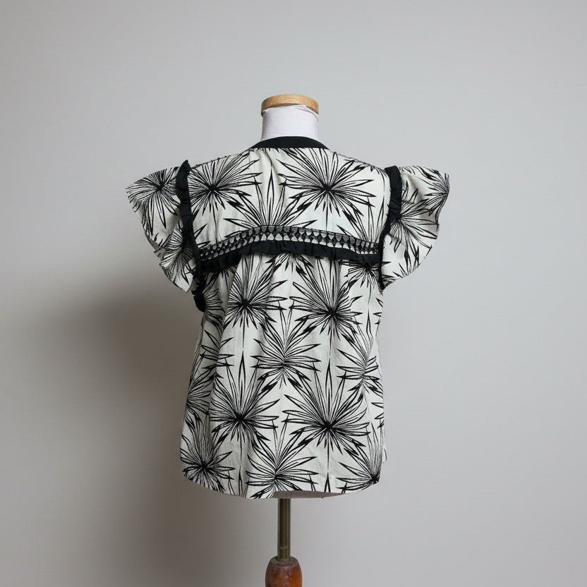 Ollari pale blue & navy blouse, size S