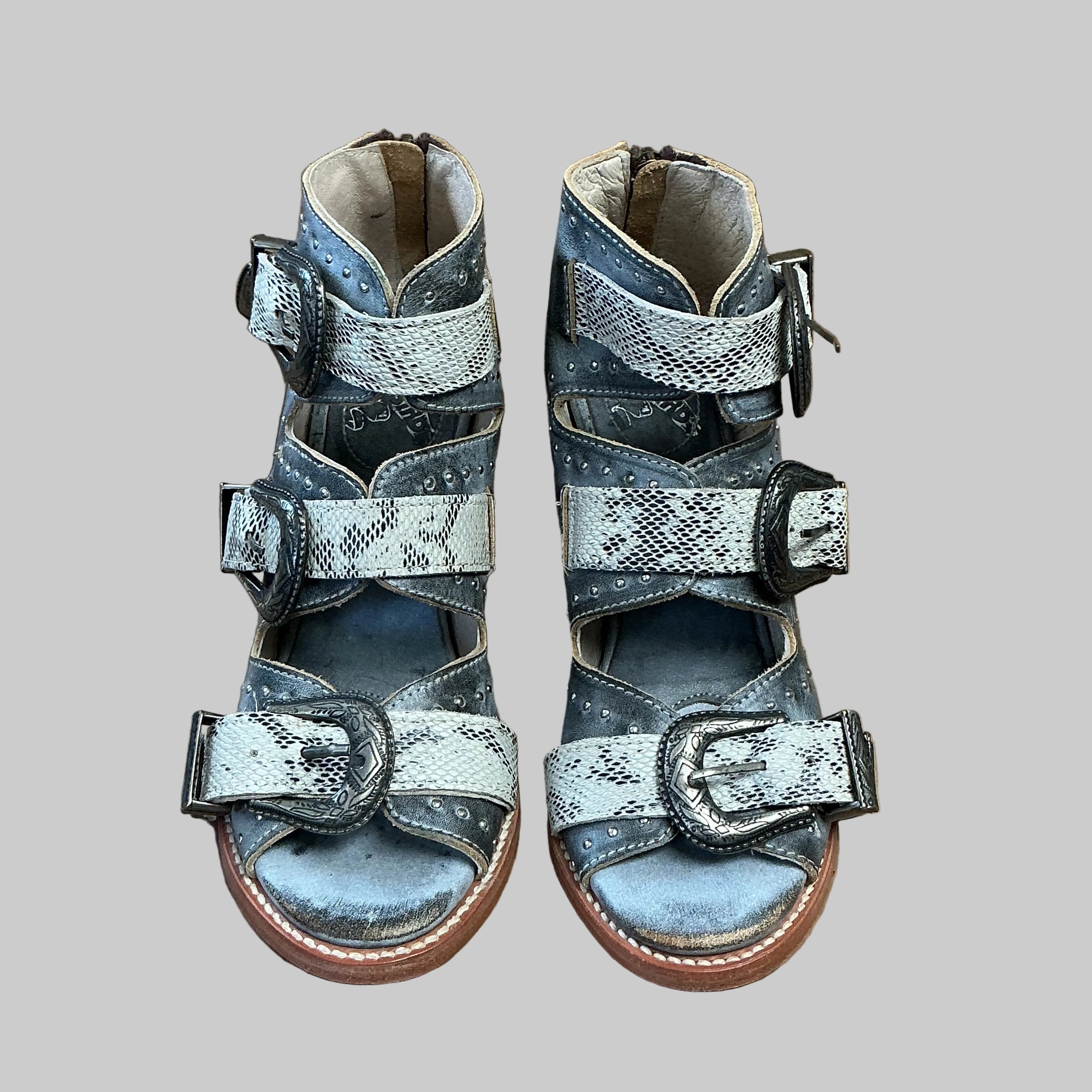 Freebird gray leather Violet boots, size 9