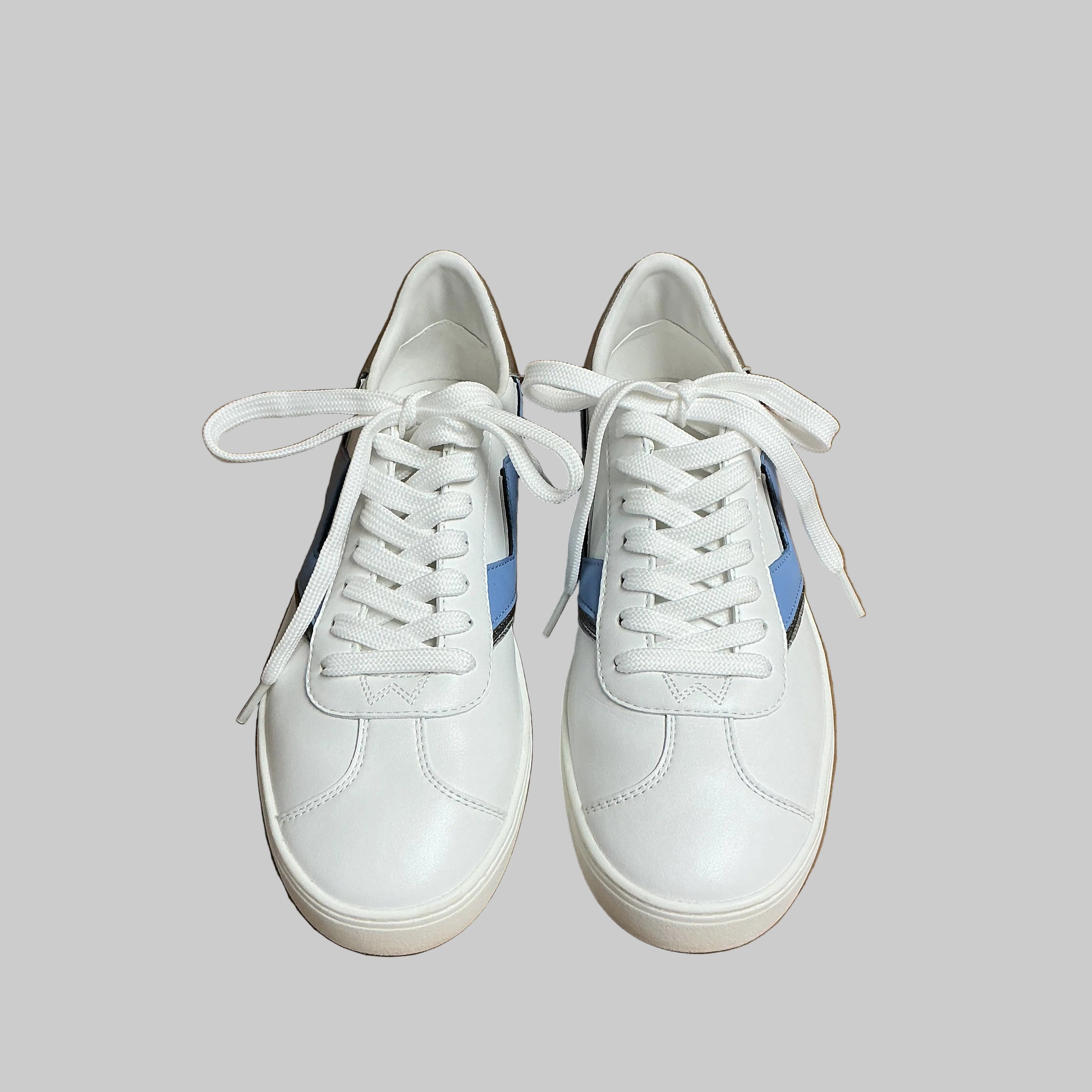 Stuart Weitzman white and light blue Daryl sneakers, size 9, LIKE NEW!