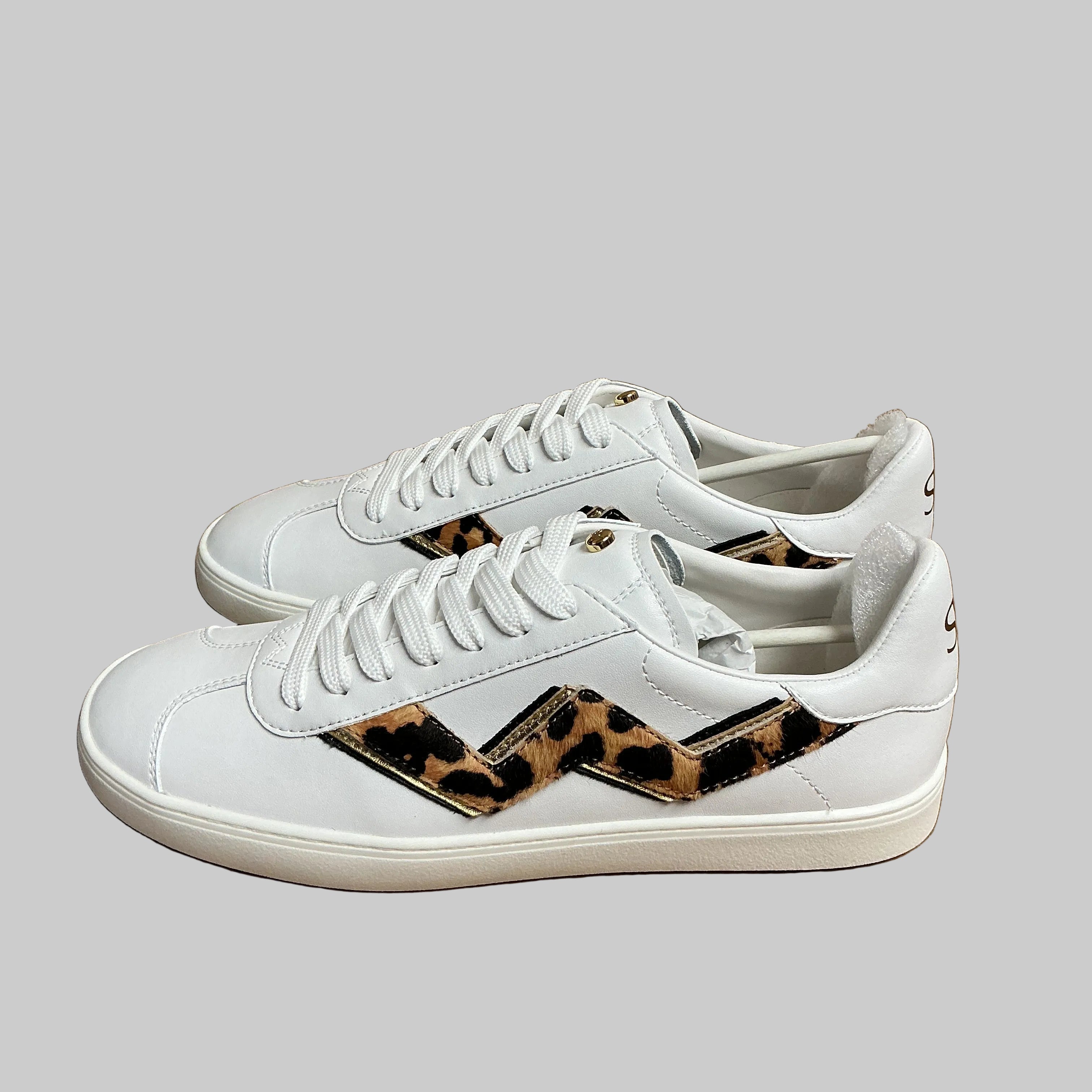 Stuart Weitzman white/animal print Daryl sneakers, size 9, NEW IN BOX!