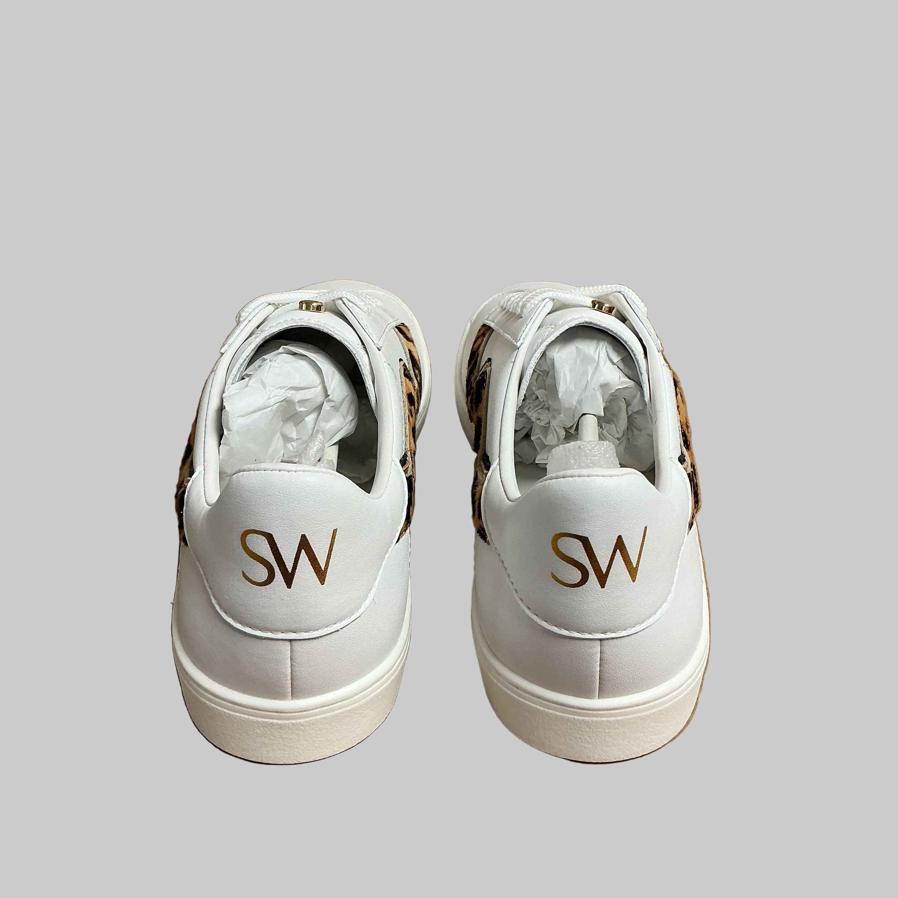 Stuart Weitzman white/animal print Daryl sneakers, size 9, NEW IN BOX!
