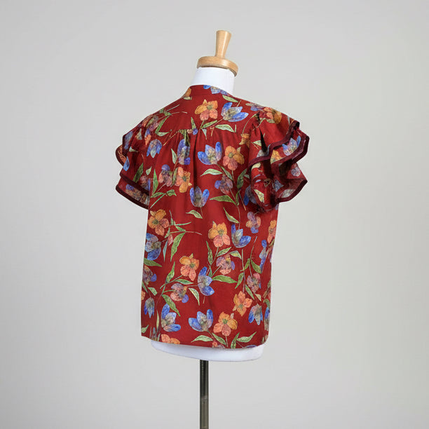 Entro rust floral blouse, size M, NEW WITH TAGS!