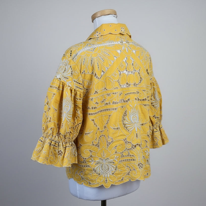Love The Label yellow eyelet blouse, size M