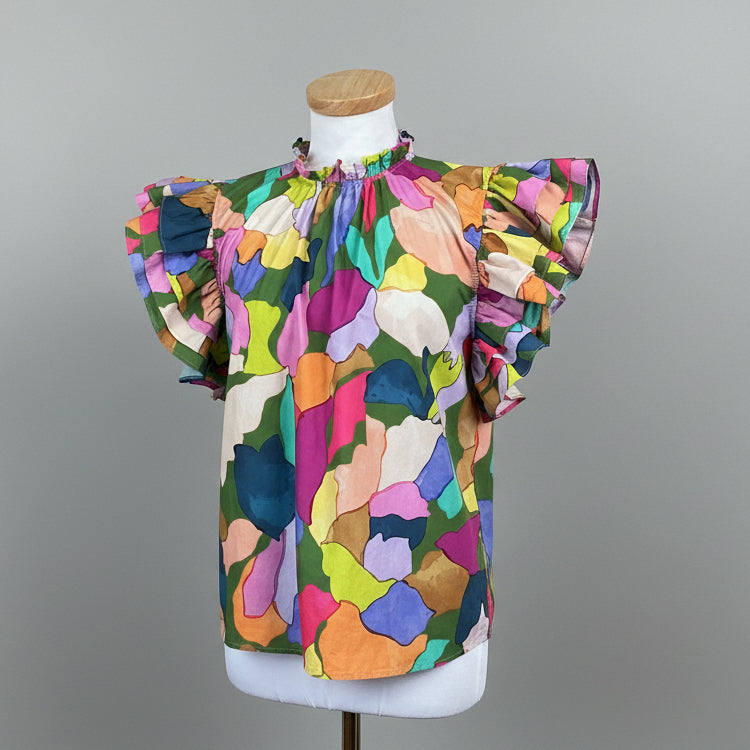 THML bright print blouse, size M