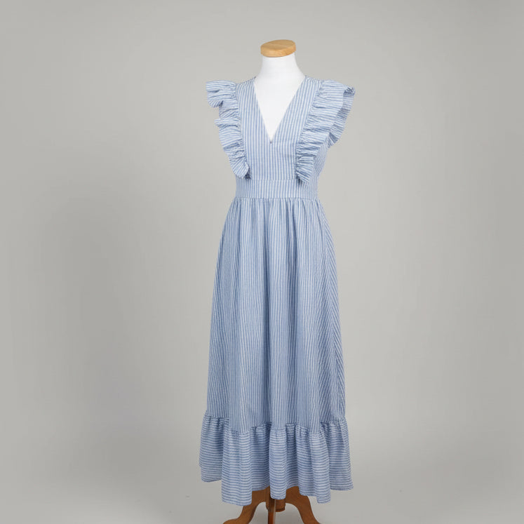 Karlie light blue and white stripe dress, size S
