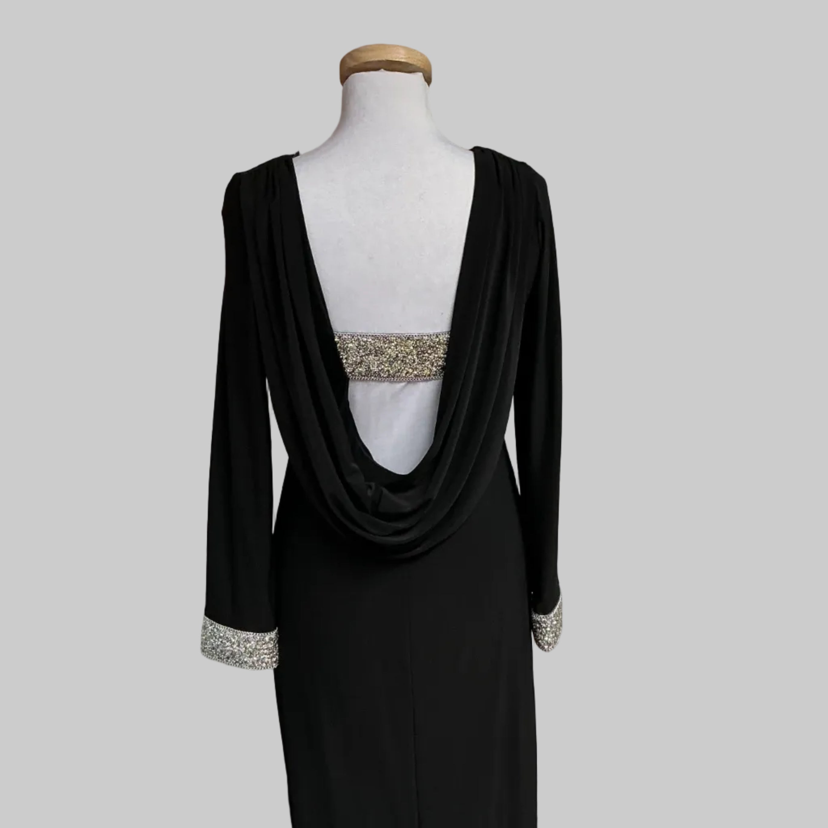 Marina black dress with rhinestones size 6