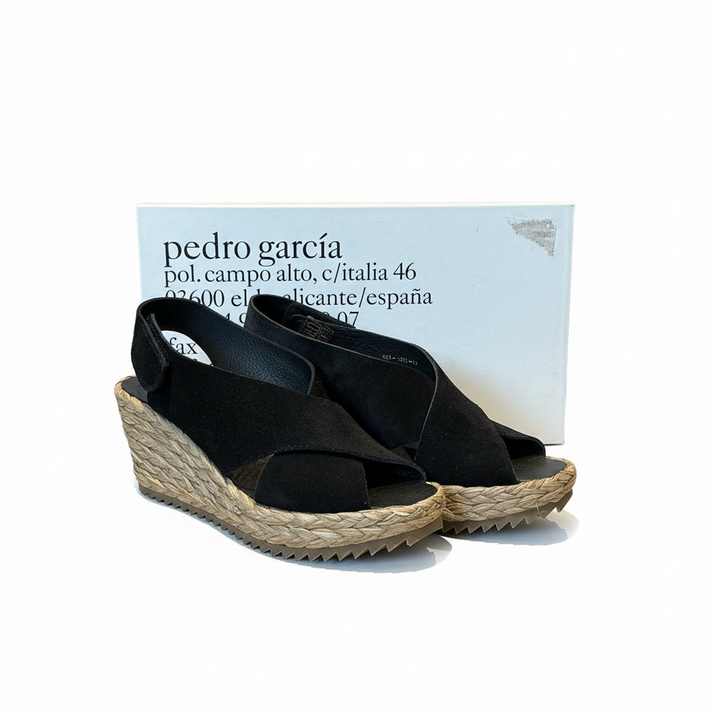 Pedro Garcia black suede wedge, size 9, NEW IN BOX!