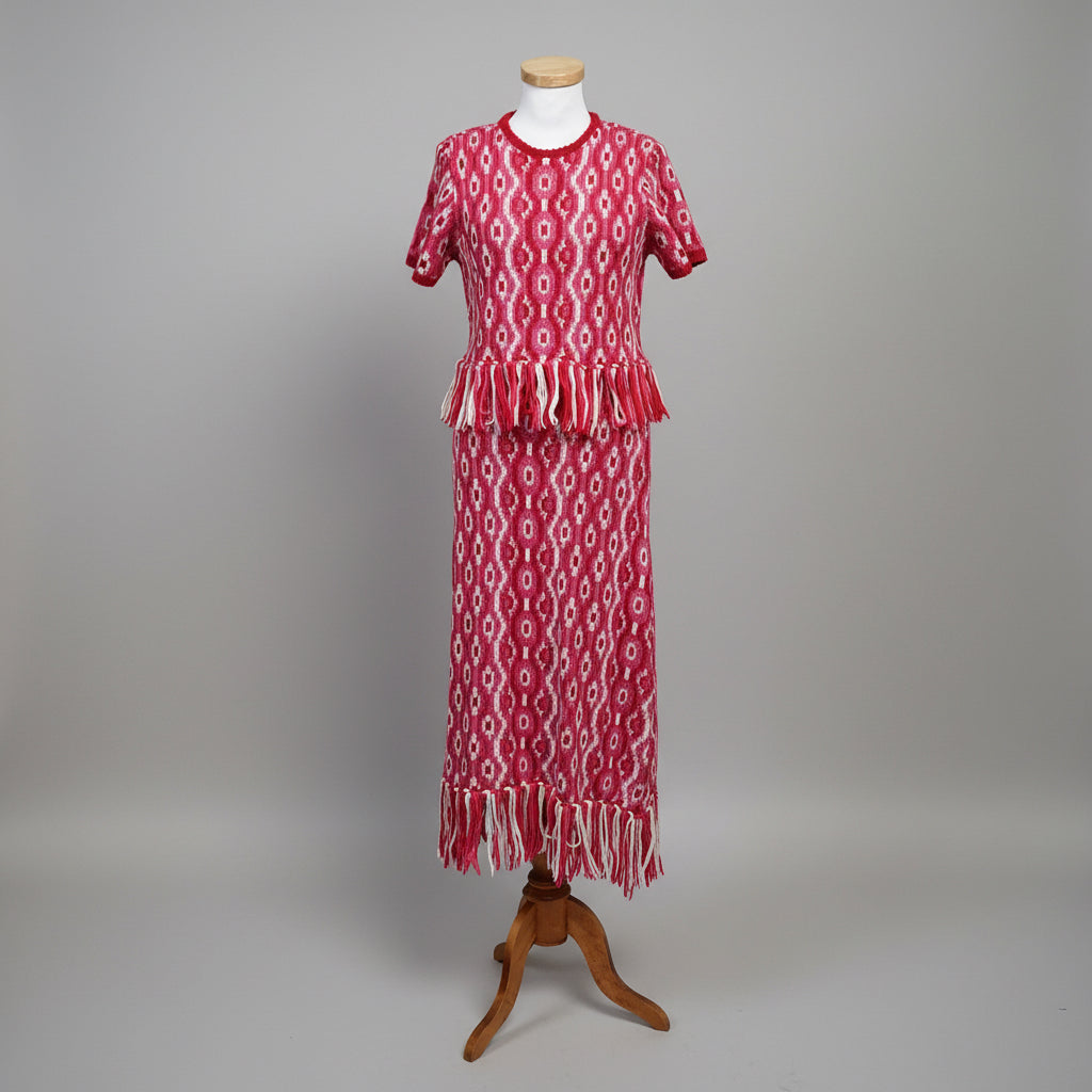 Hyacinth House red and pink print two-piece set, size M