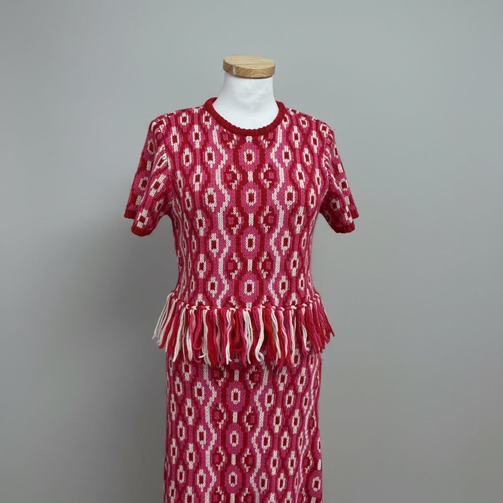 Hyacinth House red and pink print two-piece set, size M