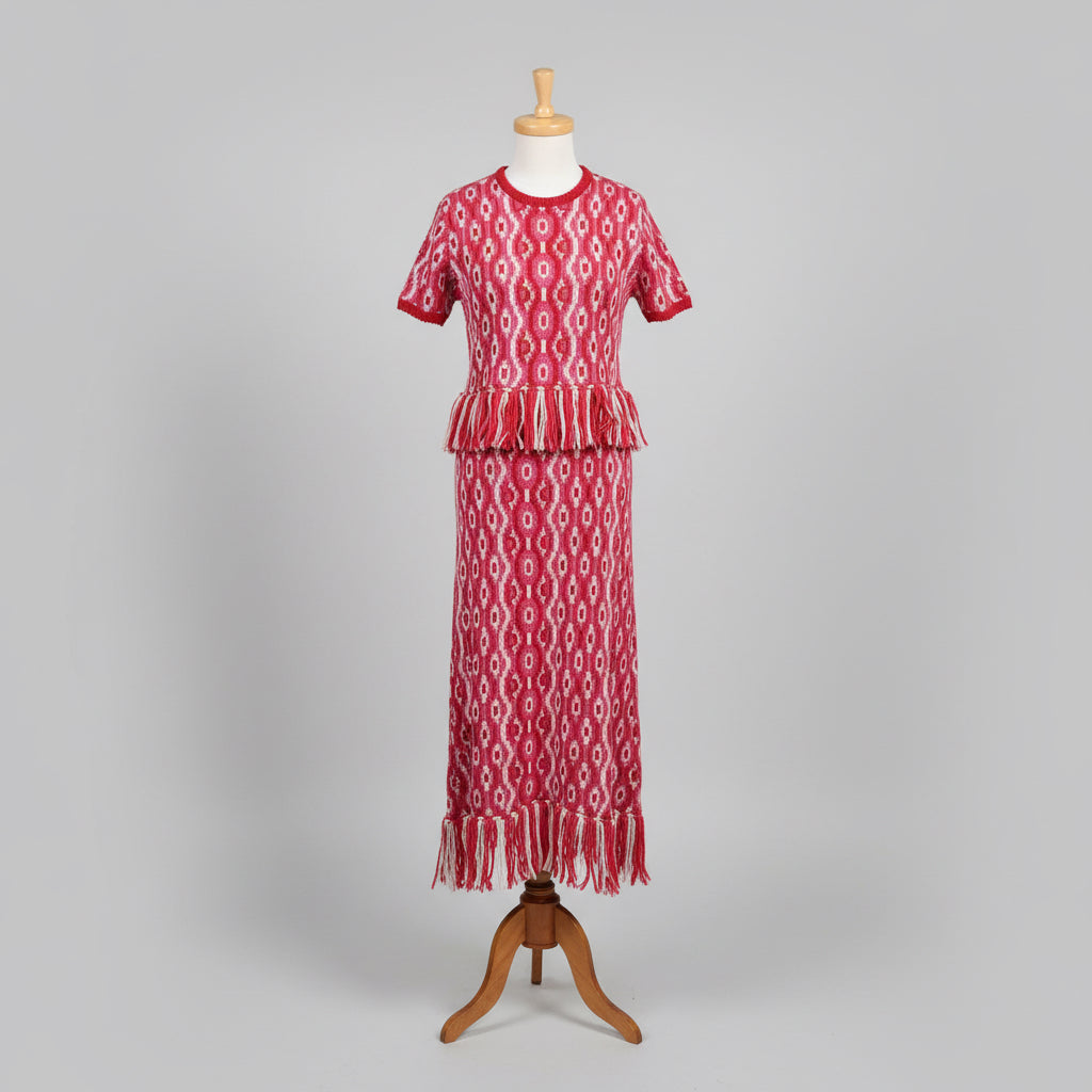 Hyacinth House red and pink print two-piece set, size M