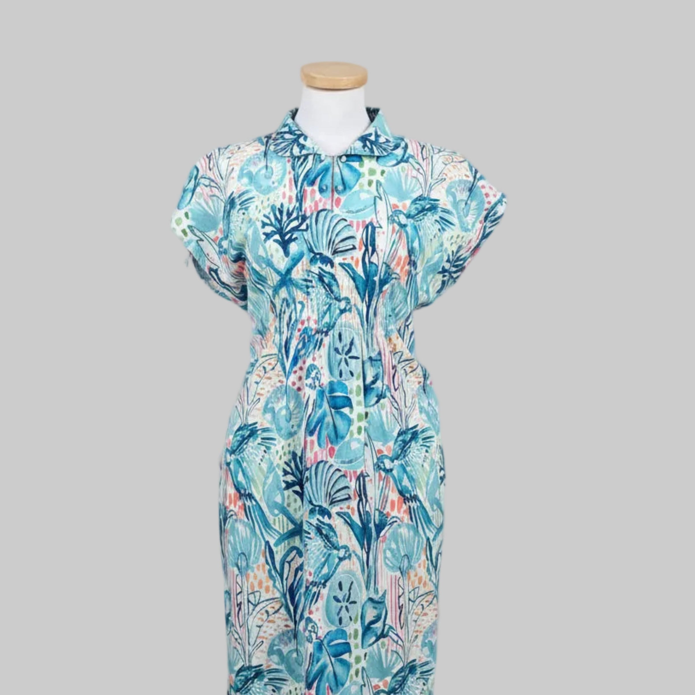 Holly Shae Design blue shell print mai dress, size XS/M