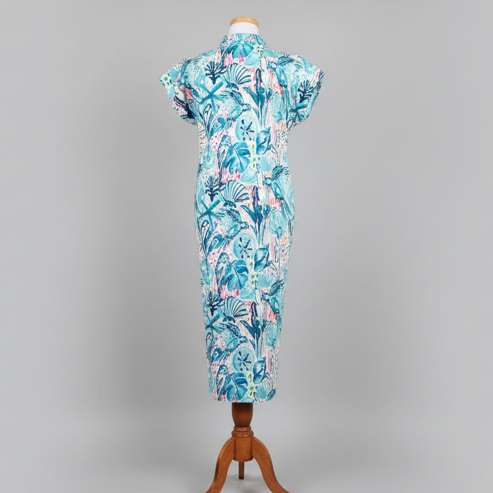 Holly Shae Design blue shell print mai dress, size XS/M