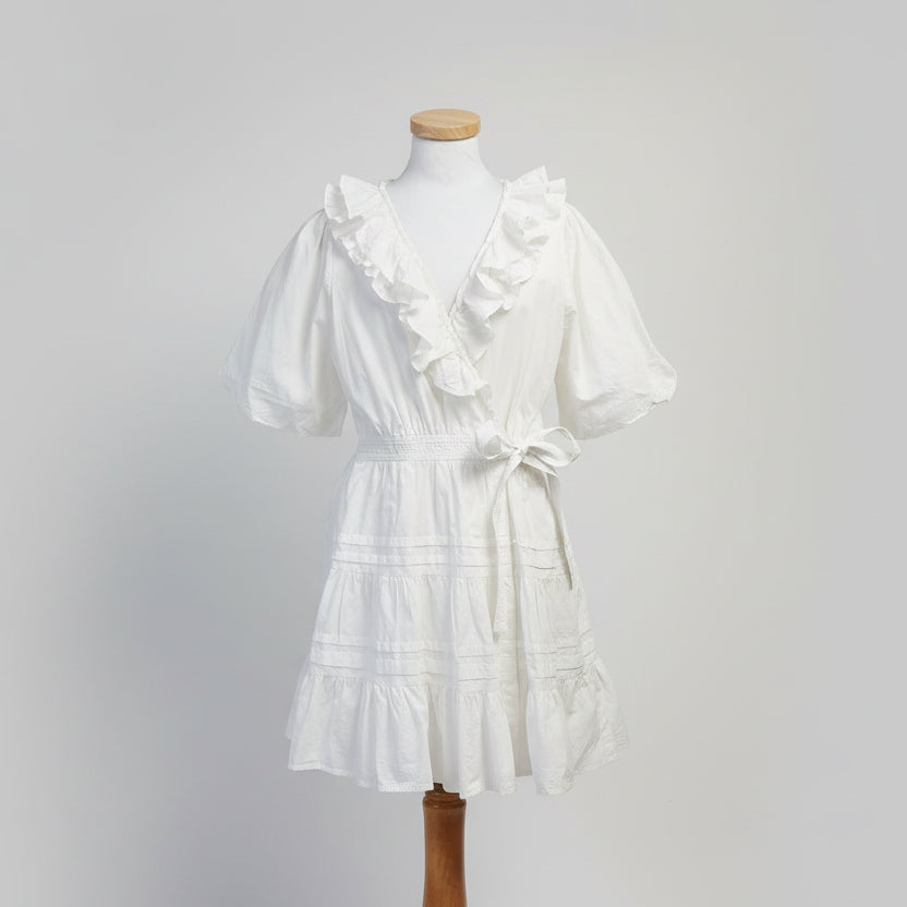 Love The Label white Remy wrap dress, size L