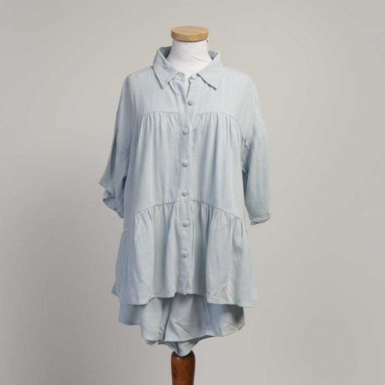 Sabo light blue Luna blouse/shorts set, size S, NEW WITH TAGS!!