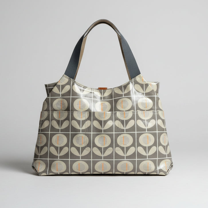 Orla Kiely taupe and orange tote
