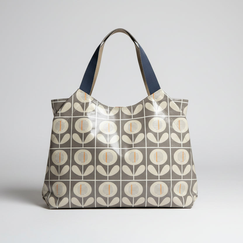 Orla Kiely taupe and orange tote