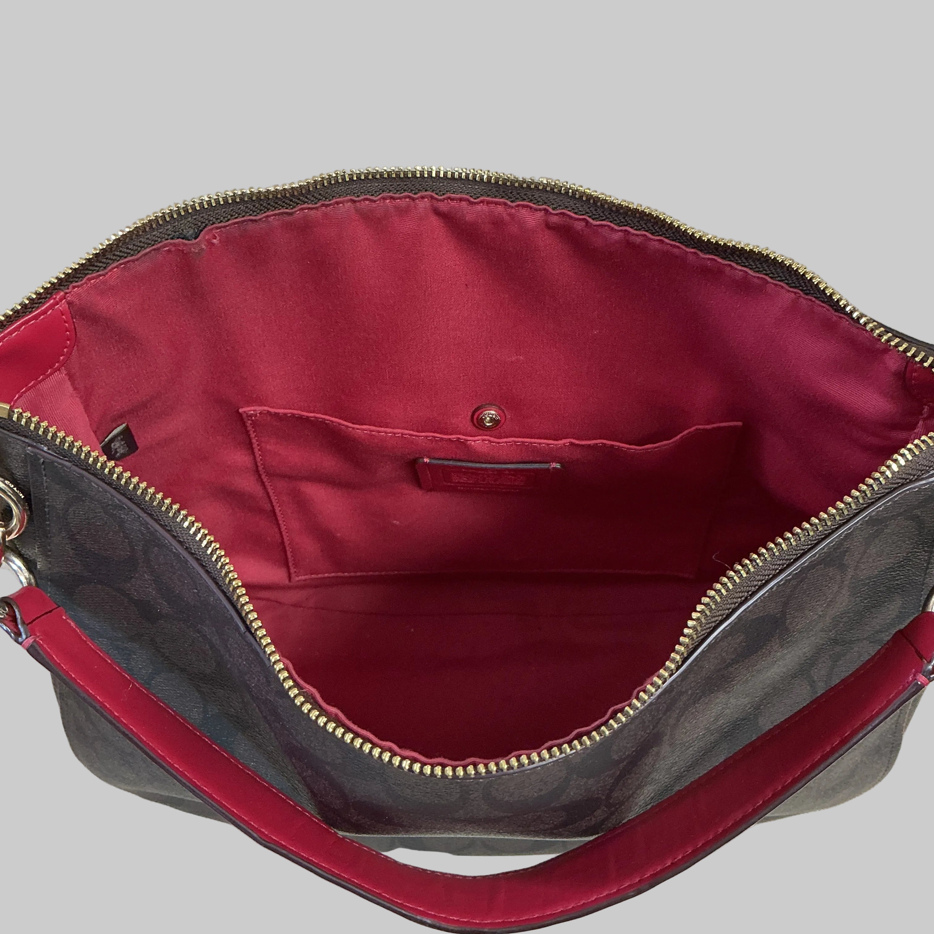 Coach brown logo Elle hobo bag