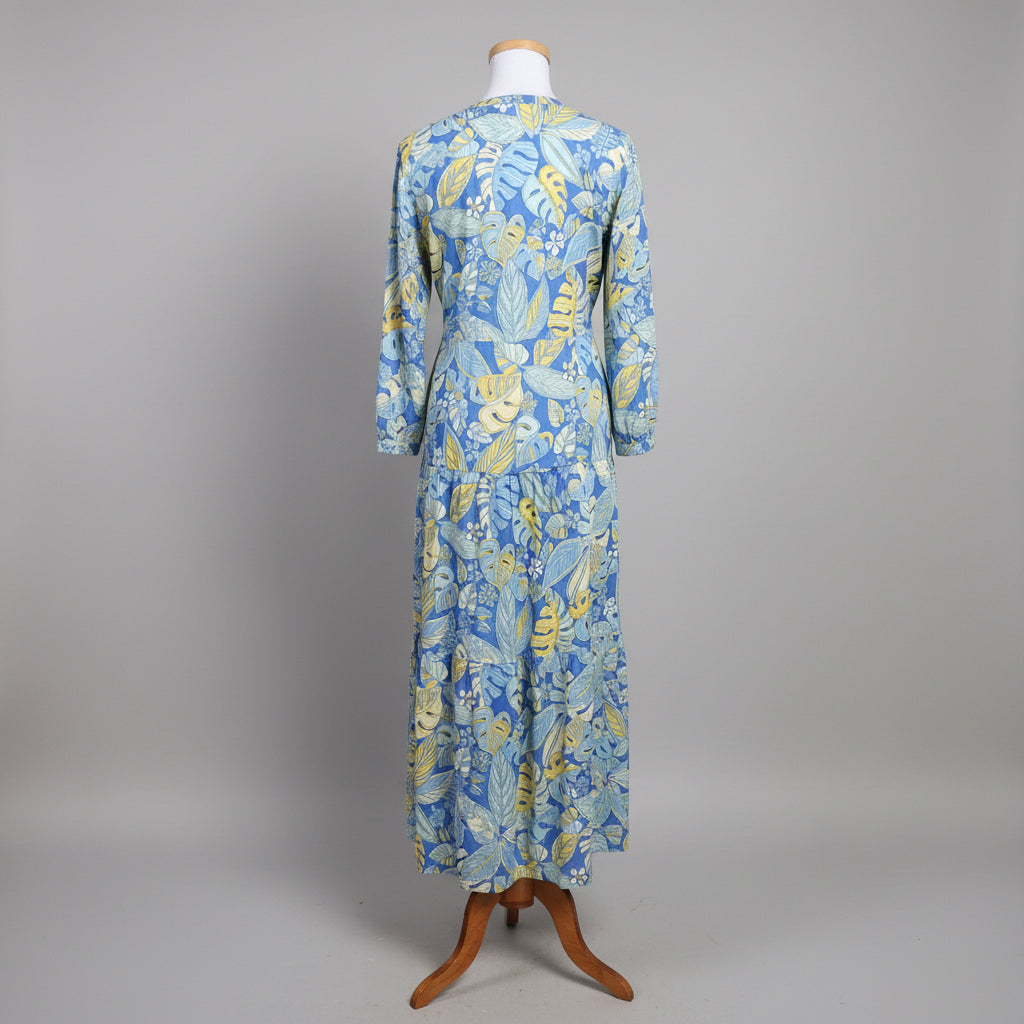 J. McLaughlin blue and yellow linen dress, size L