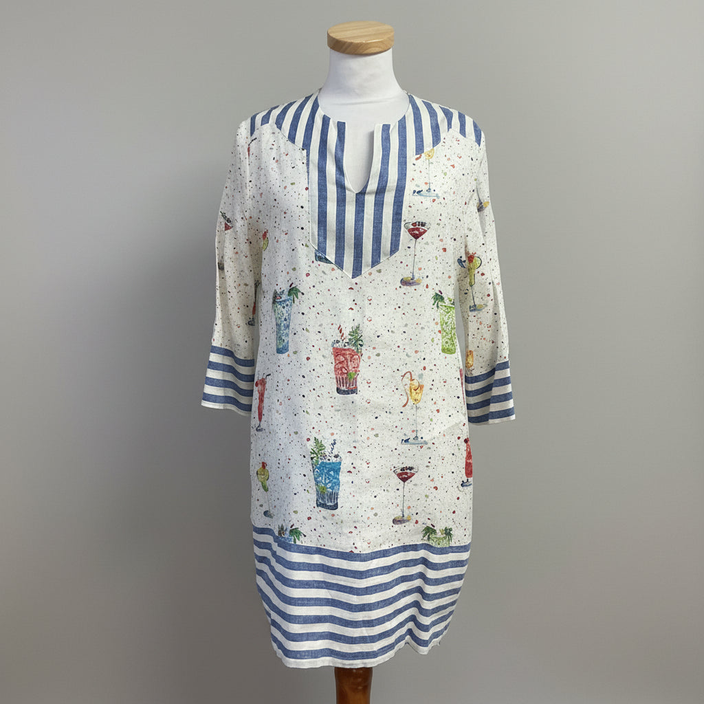 Vilagallo "Happy Hour" print dress, size L, BRAND NEW WITH TAGS!