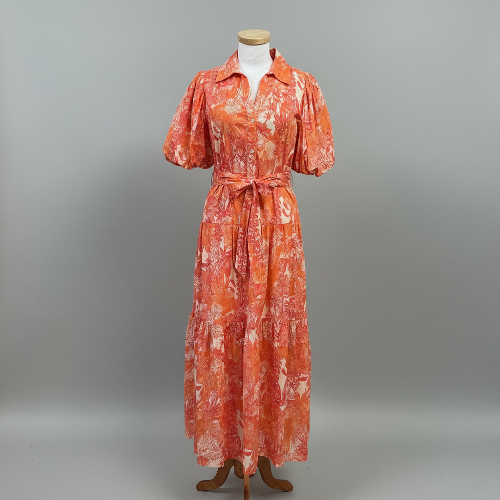Pinch orange tropical cotton dress, size L