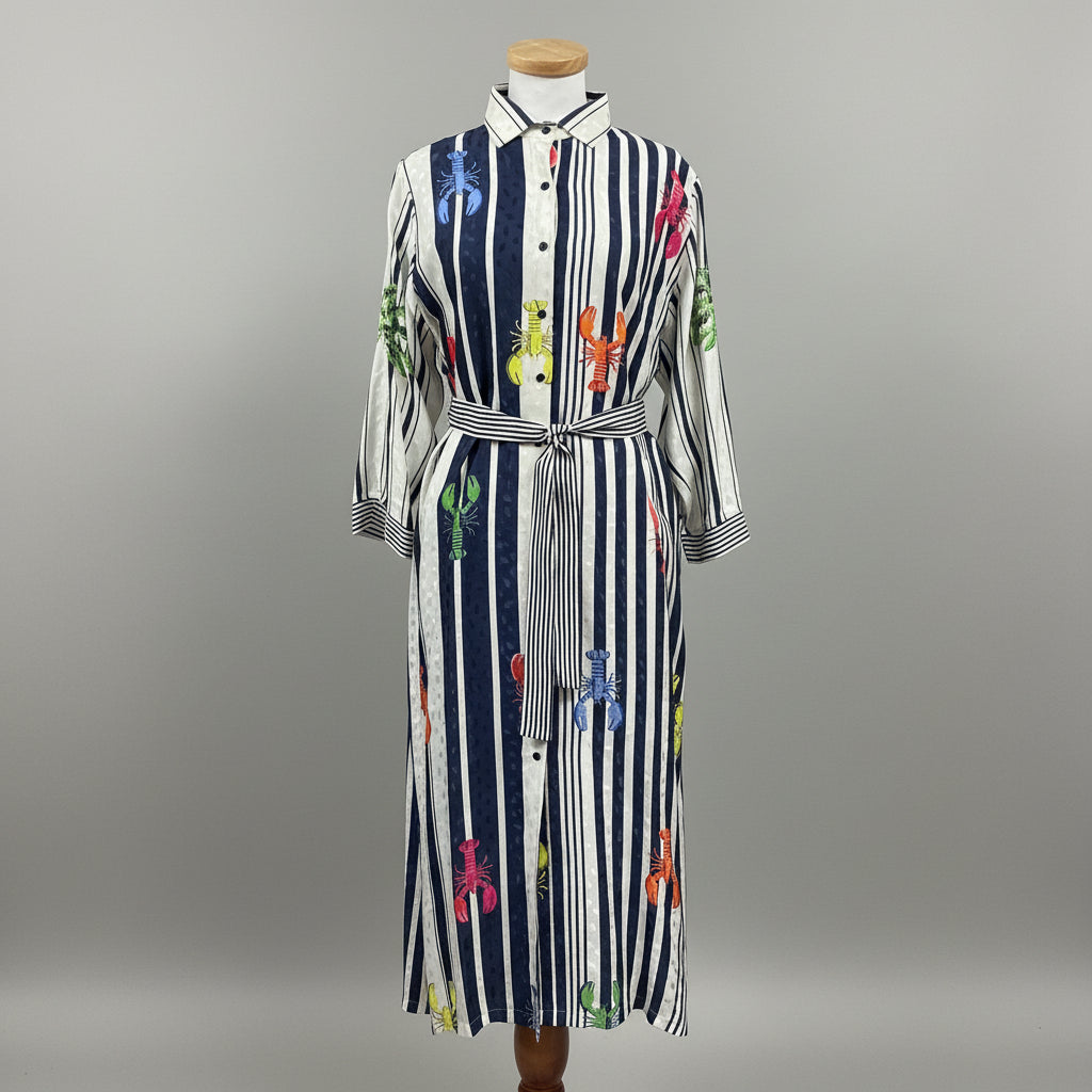 Vilagallo navy striped dress, size L, BRAND NEW WITH TAGS!