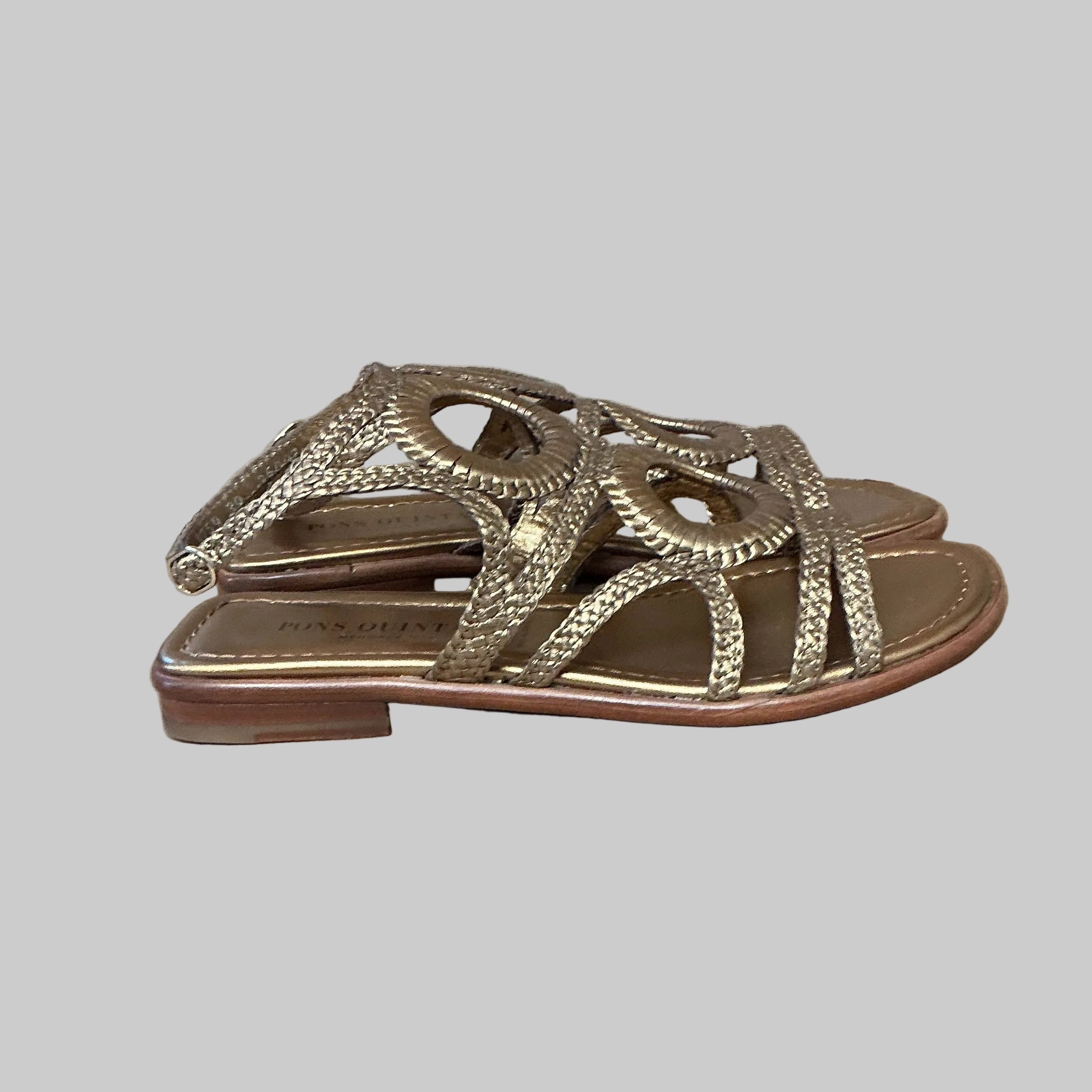 Pons Quintana bronze braid sandal, Size 9