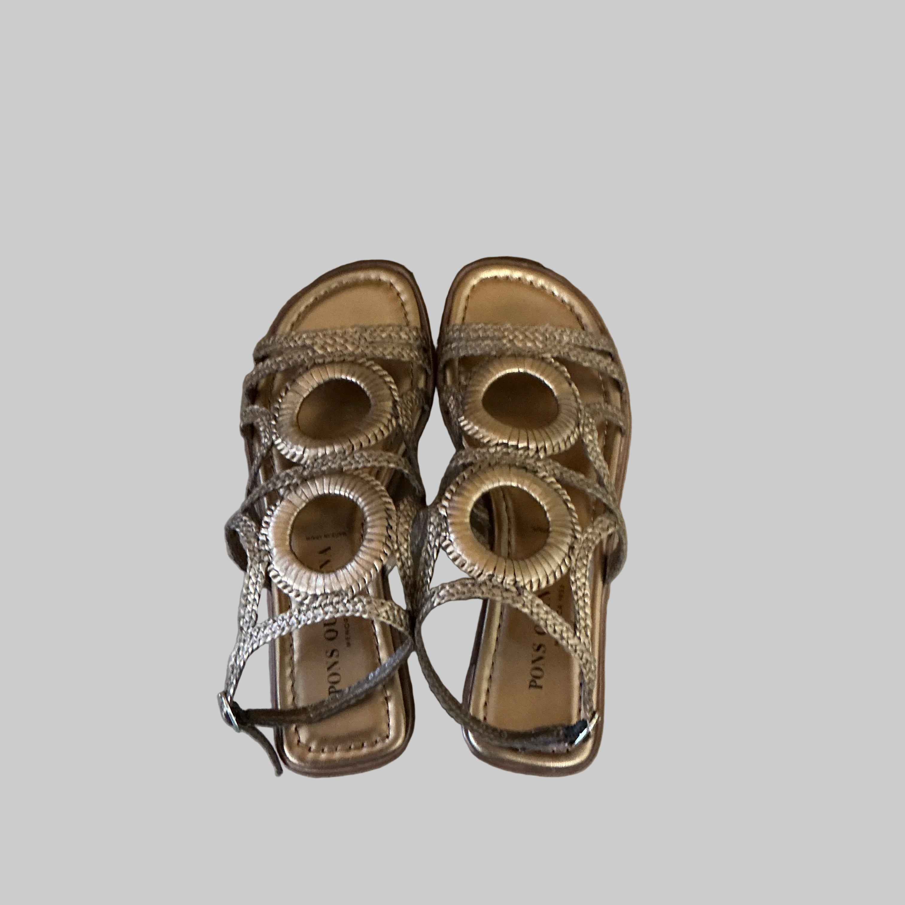 Pons Quintana bronze braid sandal, Size 9