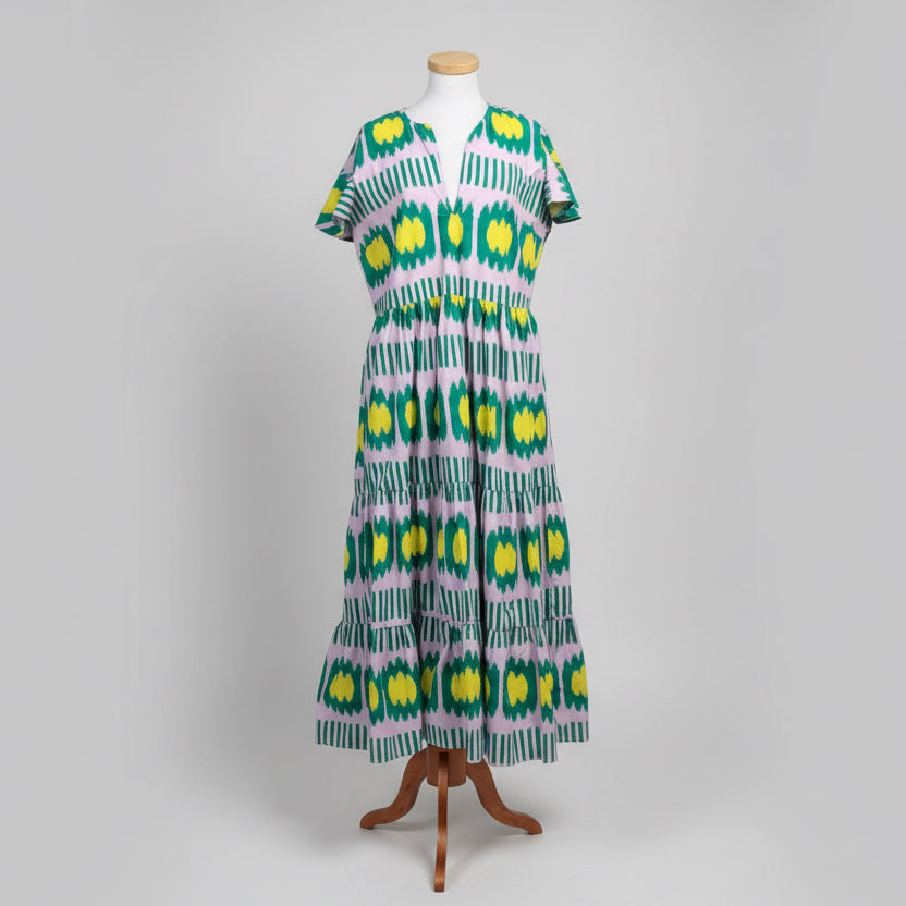 Oliphant lavender/green/yellow patterned dress, Size L