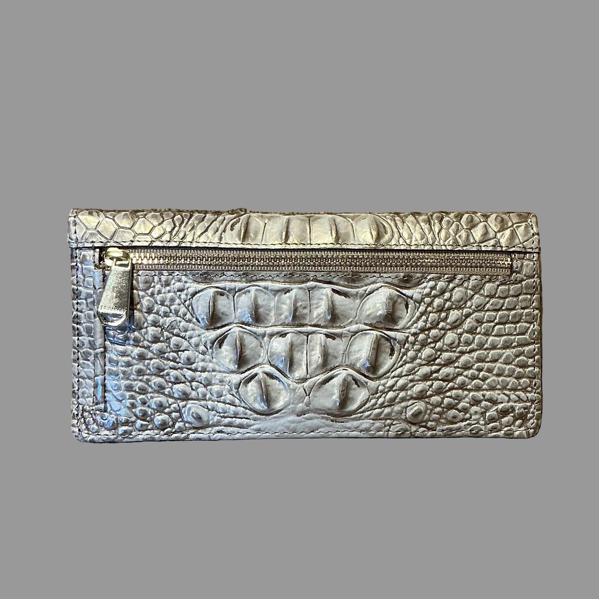 Brahmin taupe/gold "croc" wallet, LIKE NEW!