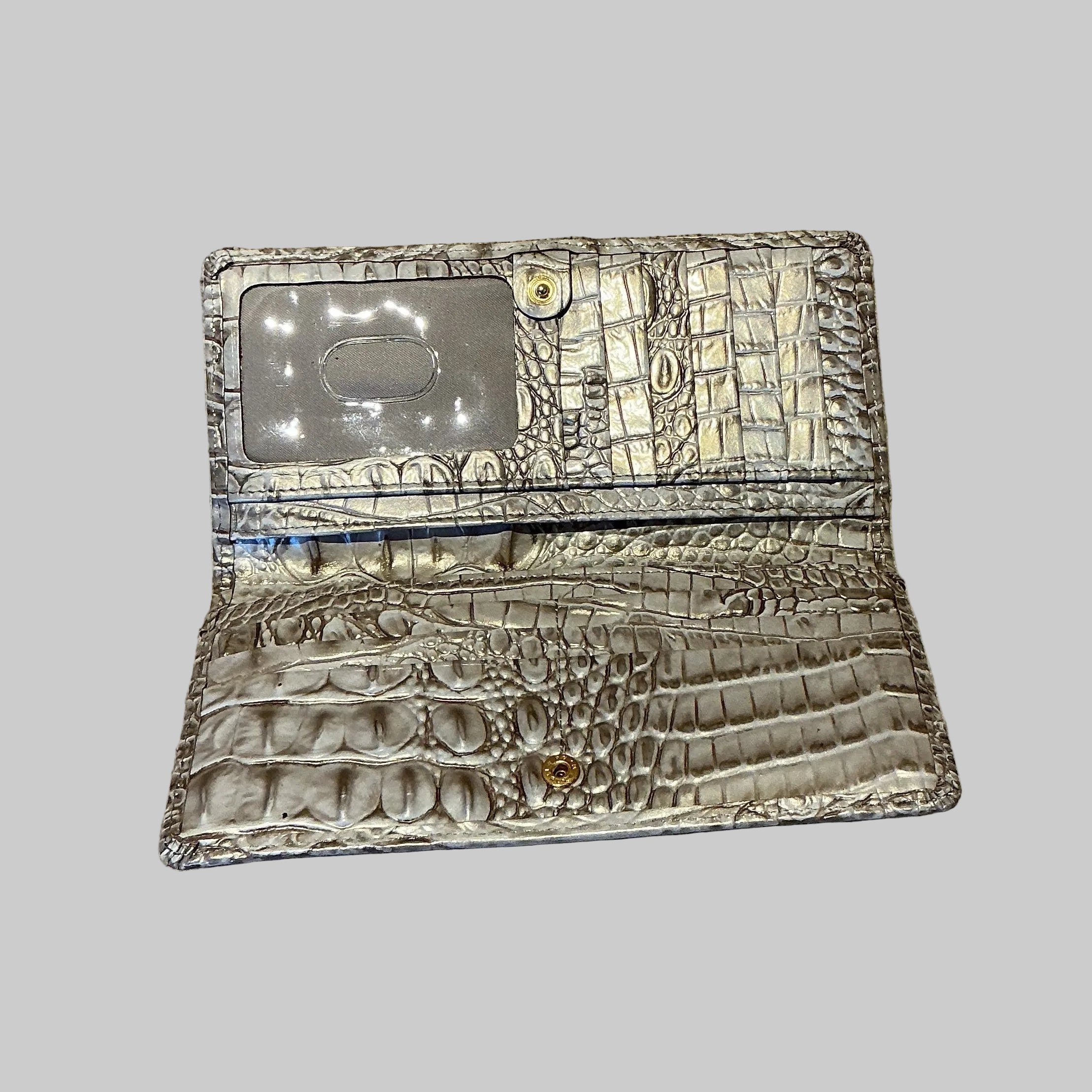 Brahmin taupe/gold "croc" wallet, LIKE NEW!