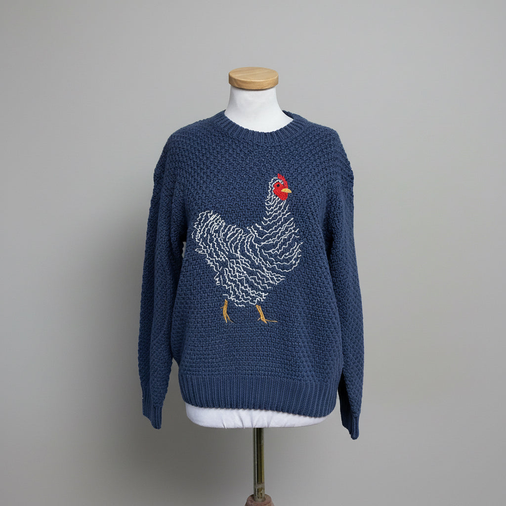 Molly Yeh blue chicken sweater, size XS
