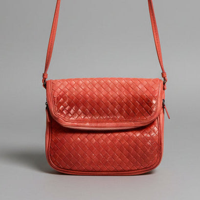 Bottega Veneta coral leather zip fold-over crossbody bag
