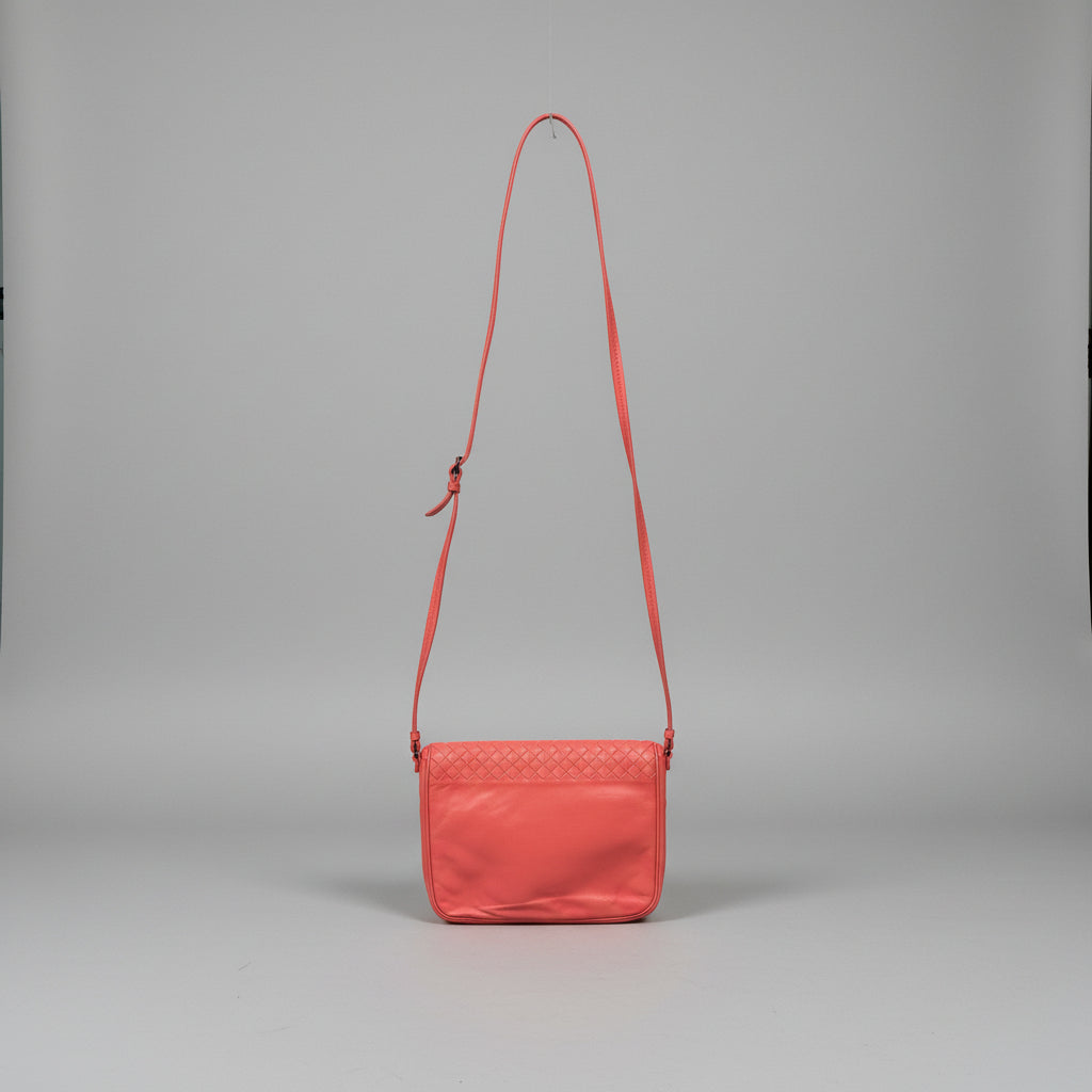 Bottega Veneta coral leather zip fold-over crossbody bag