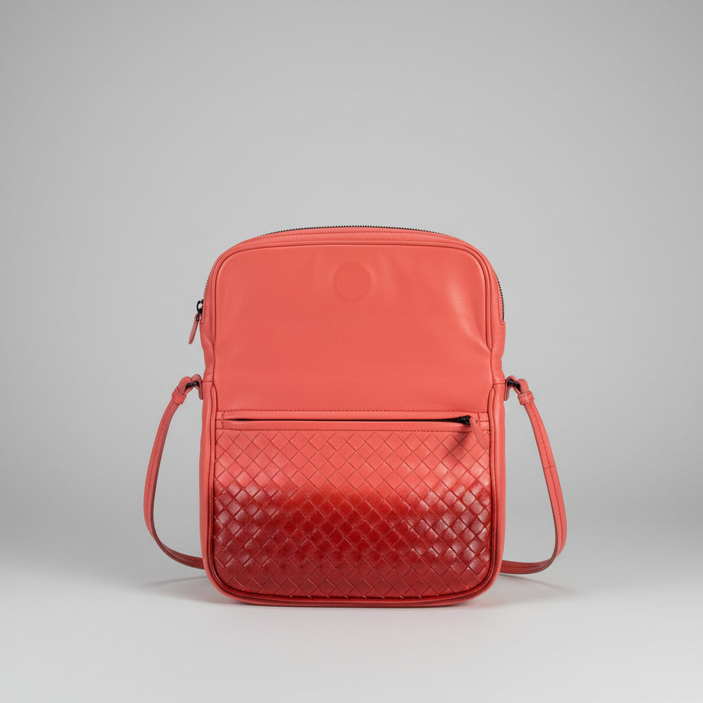 Bottega Veneta coral leather zip fold-over crossbody bag