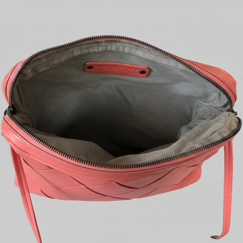 Bottega Veneta coral leather zip fold-over crossbody bag