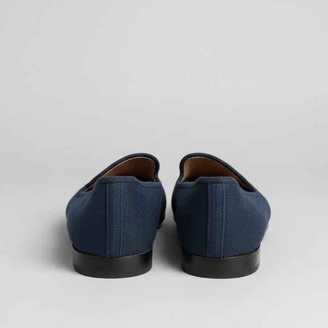 Stubbs & Wootton navy embroidered shell loafers, size 9.5